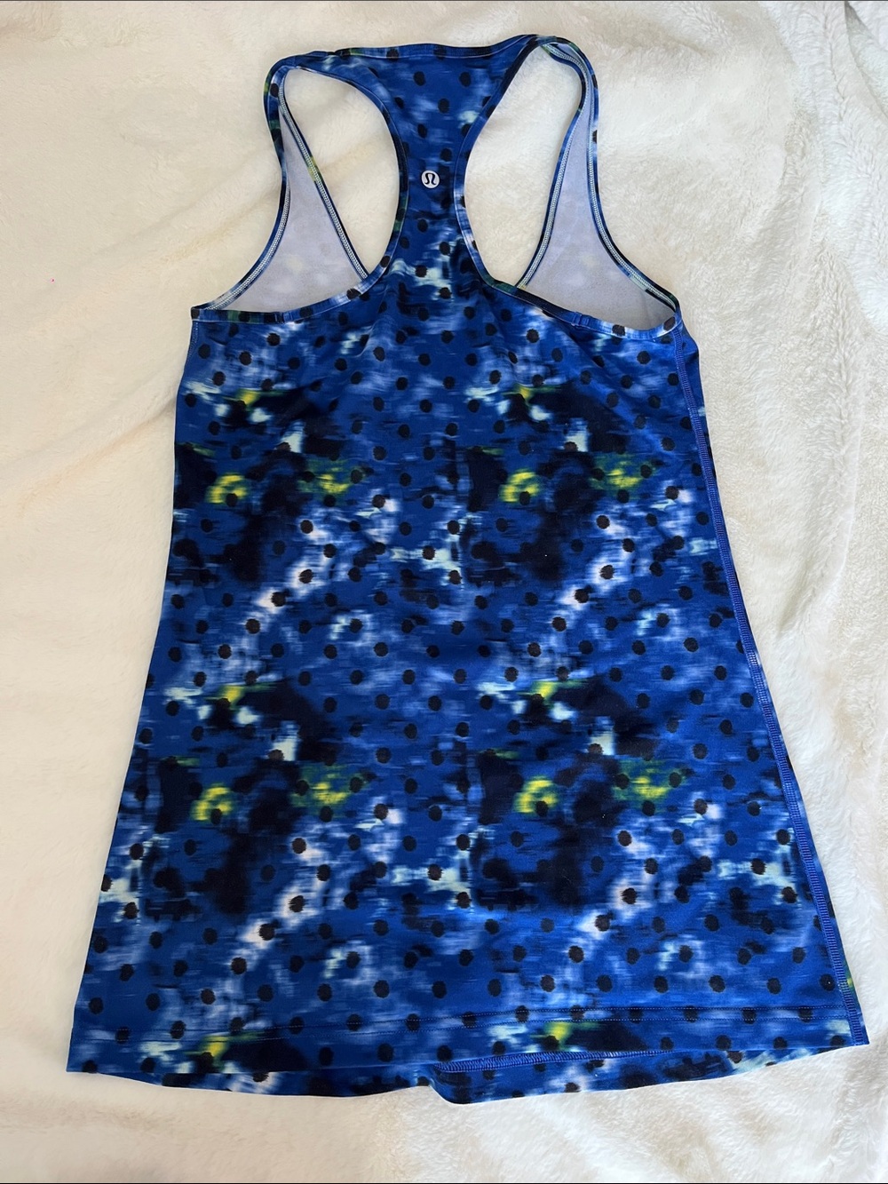 Blue Mixed-Print Racerback Tank Top - Picture 2 of 3